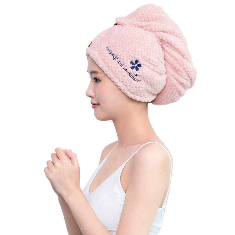 Dvostruka kapa za kosu od koralnog flisa, 150D, izvezeni, brzo sušenje