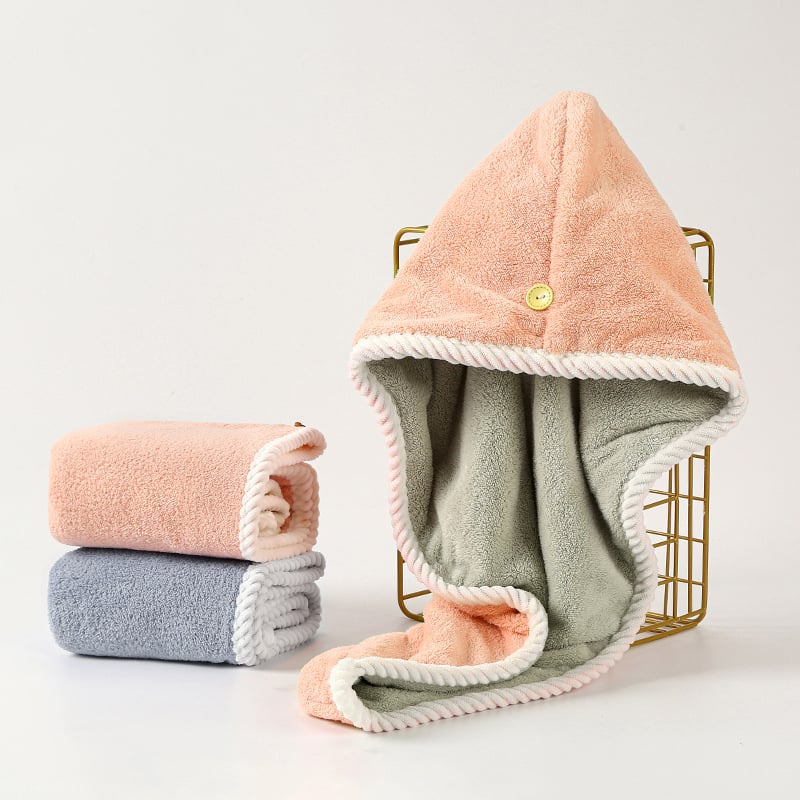 Tuš kapa za kosu od koralnog flekse, ženski, dvostruki sloj, visoka apsorpcija i brzo sušenje; marka Zijie; materijal: koralni fleece; pređa: 32; šivanje: hemiranje; težina: 100–119 g; prilagodba: da