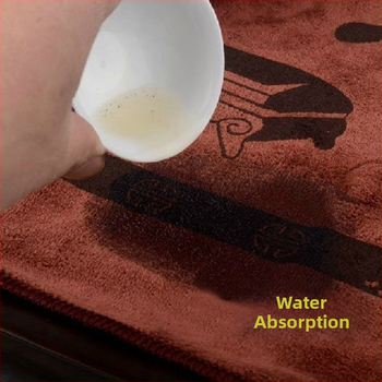 Mikrofibras tējas dvielis tējas mājai, 80% poliesters, 20% poliamīds, 45 g/m², drukāts logo, ūdens uzsūkšanās 26–30 s