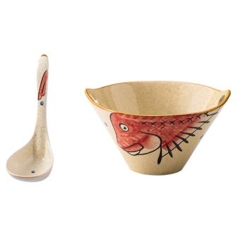 Porcelanski zdjel za rezance, japanskog stila s dvostrukim držačima, nepravilnog oblika, podglazirana završna obrada, pogodna za mikrovalnu pećnicu