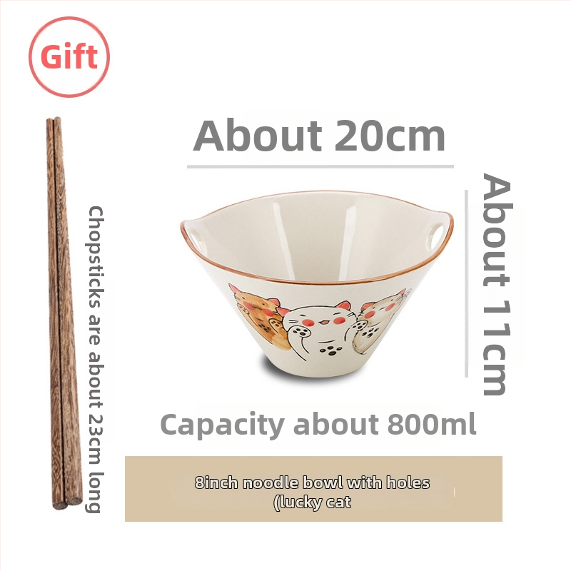 Porcelánová misa na rezance, japonský štýl s dvojitým uchom, nepravidelný tvar, podglazúrovaný povrch, vhodná do mikrovlnky