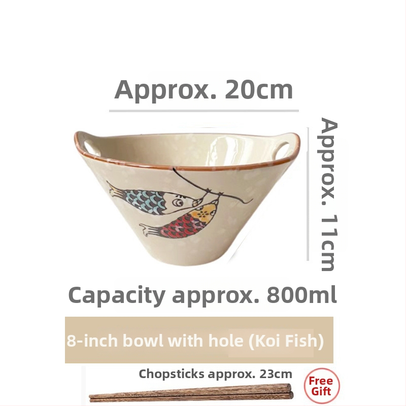 Porcelánová misa na rezance, japonský štýl s dvojitým uchom, nepravidelný tvar, podglazúrovaný povrch, vhodná do mikrovlnky