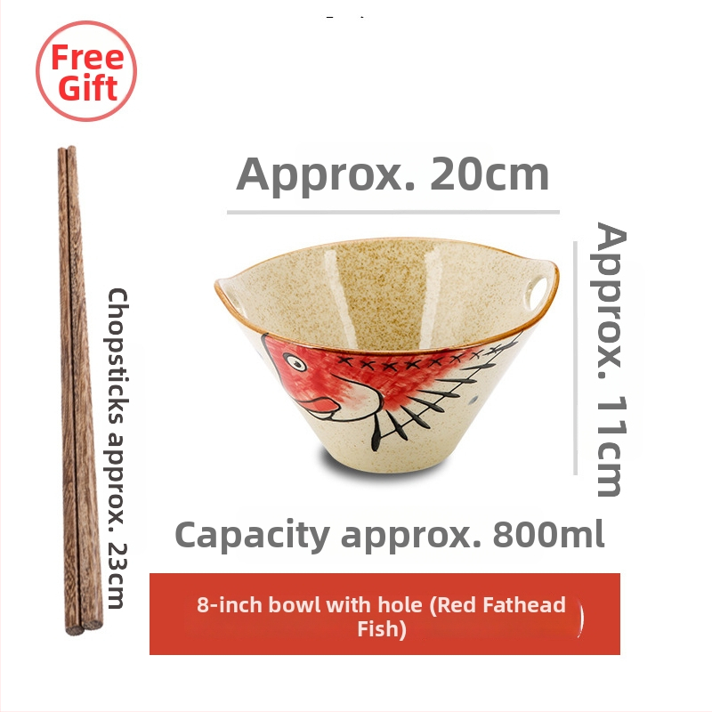 Porcelánová misa na rezance, japonský štýl s dvojitým uchom, nepravidelný tvar, podglazúrovaný povrch, vhodná do mikrovlnky