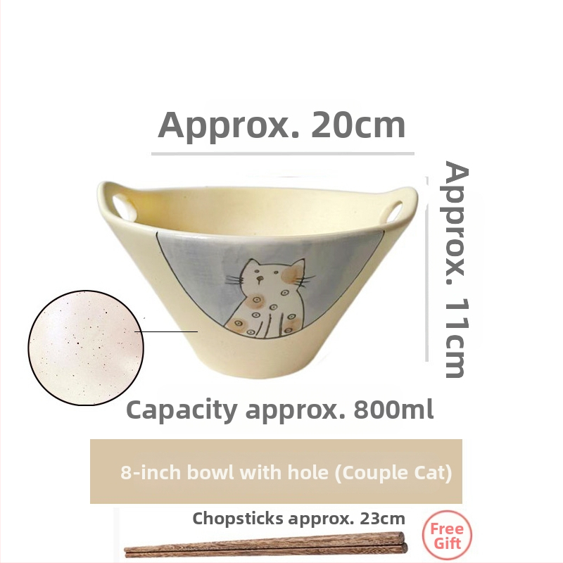 Porcelánová misa na rezance, japonský štýl s dvojitým uchom, nepravidelný tvar, podglazúrovaný povrch, vhodná do mikrovlnky
