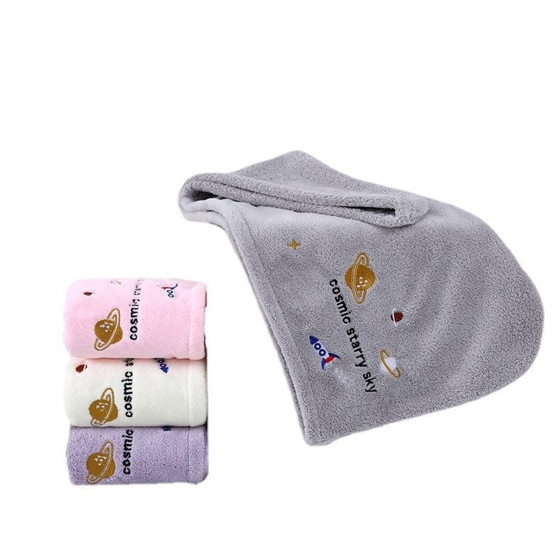 Kapa za sušenje kose od koralnog flisa – upija vodu, brzo sušenje, za kućnu upotrebu; šifra proizvoda Planet rocket dry hair cap; pređa 150d; izvezeno; težina 80-99 g