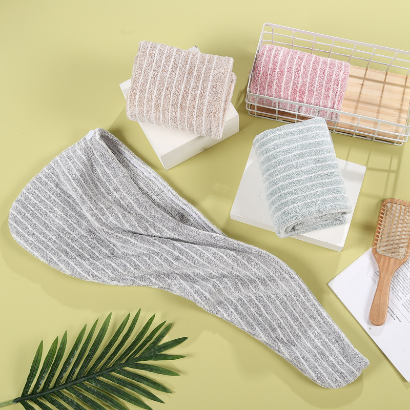 Kapa za sušenje kose - koralni pliš, mala vertikalna crta, upija vodu, brzo sušenje, Jacquard 150D