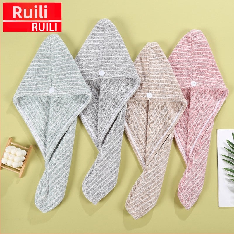 Kapa za sušenje kose - koralni pliš, mala vertikalna crta, upija vodu, brzo sušenje, Jacquard 150D