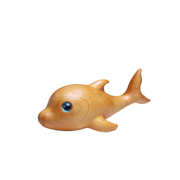 Fából készült delfin faragott dekorfigura – asztali dekoráció; DIY-barát, testreszabható mintával; anyag: fa; vezérlési mód: inertia