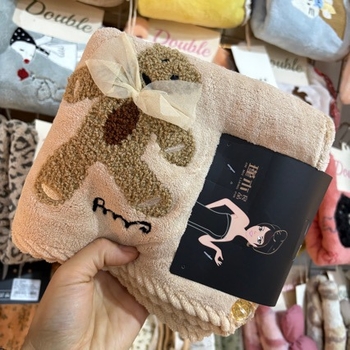 Prosop de uscat păr cu design urs cu fundă, poliester-bumbac, 100D, țesătură simplă, greutate sub 30 g