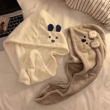 Căciulă pentru uscat părul cu design iepuraș, material Coral fleece, 150d, 80-99 g, Brand L.s