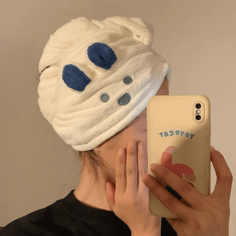 Căciulă pentru uscat părul cu design iepuraș, material Coral fleece, 150d, 80-99 g, Brand L.s