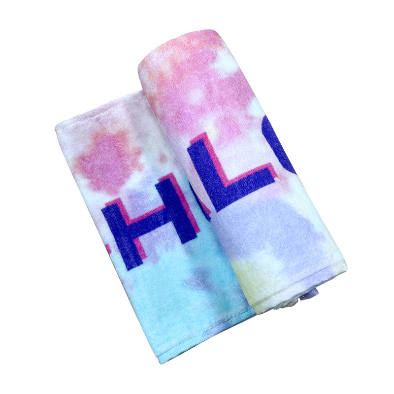 Prosoape de plajă din bumbac 100%, fir de 14 fire, imprimare cu finisaj velur tăiat, absorbție rapidă 0–5 s