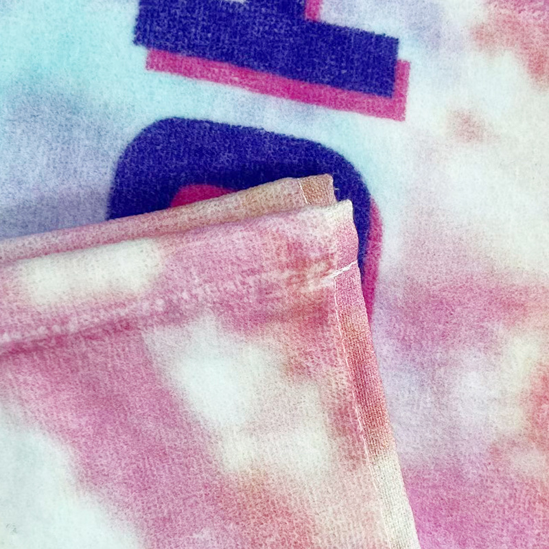 Prosoape de plajă din bumbac 100%, fir de 14 fire, imprimare cu finisaj velur tăiat, absorbție rapidă 0–5 s