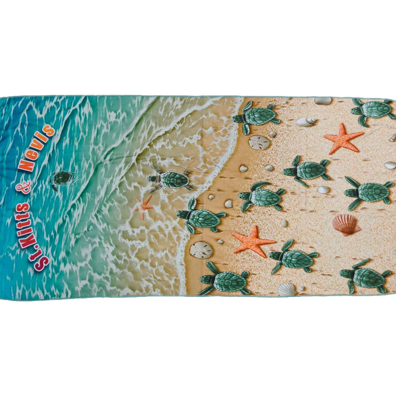 Prosop de plajă din microfibră, 32 fire, finisaj velur tăiat, 250 g/m², absorbție 11–15 s