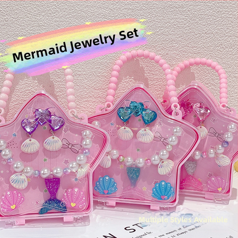 Bērnu matu spraudes komplekts ar jūras sirēnas motīvu, rotaļīgs stils, PC materiāls, vecums 3–10 gadi