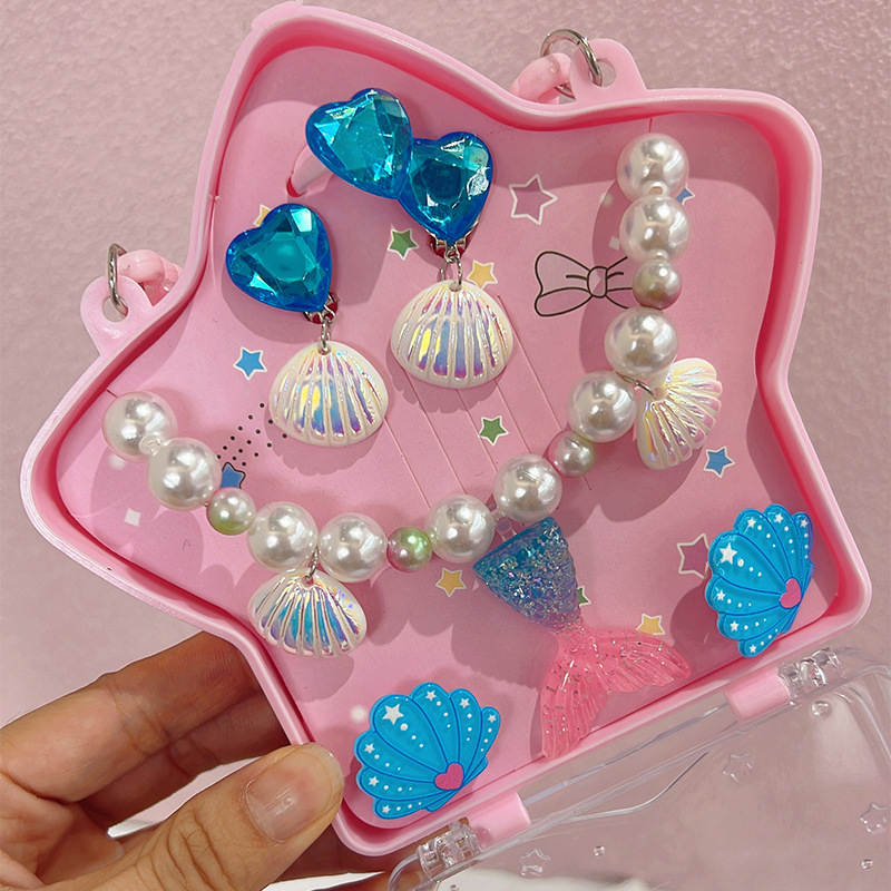 Bērnu matu spraudes komplekts ar jūras sirēnas motīvu, rotaļīgs stils, PC materiāls, vecums 3–10 gadi