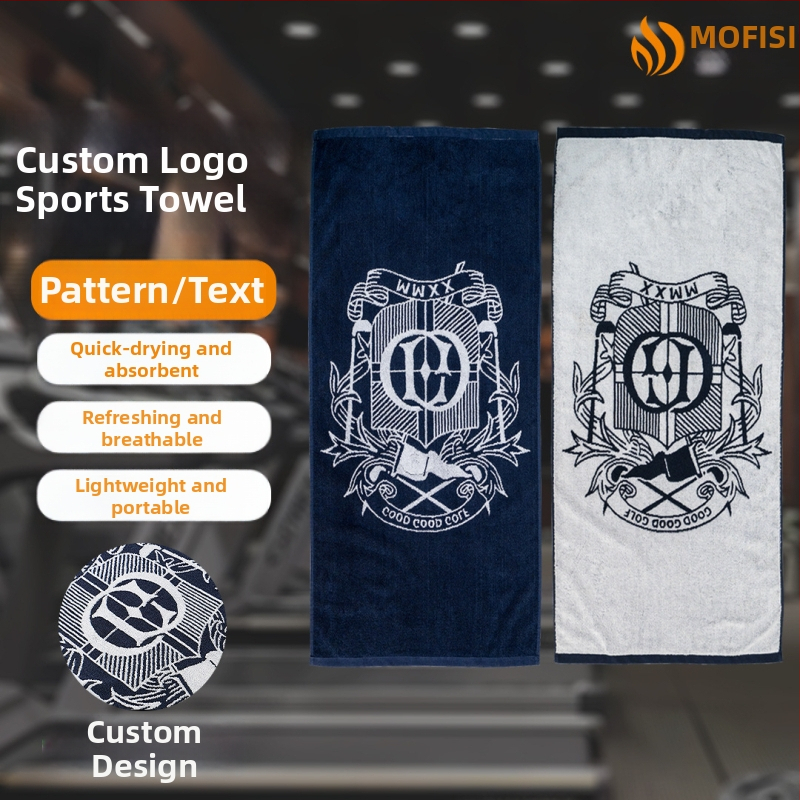 Prosop de sport cu logo personalizat, 100% bumbac, țesătură jacquard, 120-140 g/m², prosop pentru sală, absorbție rapidă 5-10 s