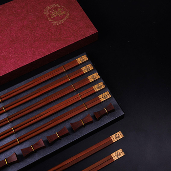 Drveni set štapića, 5 pari u poklon kutiji, sandalwood, otisnuto logo, prilagodljivo