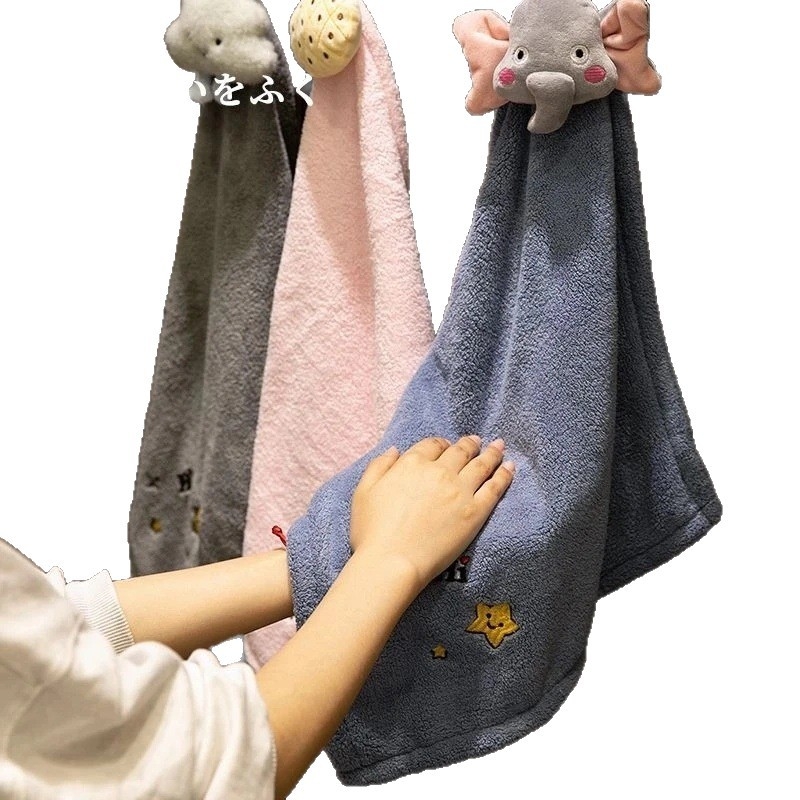 Prosop de mână cu design agățat, desen animat, Coral Fleece 120D, 50–80 g, broderie și cusătură la margine, Guanchu