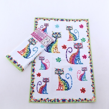 Mikrofiiberköögirätik kohandatud trükiga, 250 g/m², imavus 0–5 s