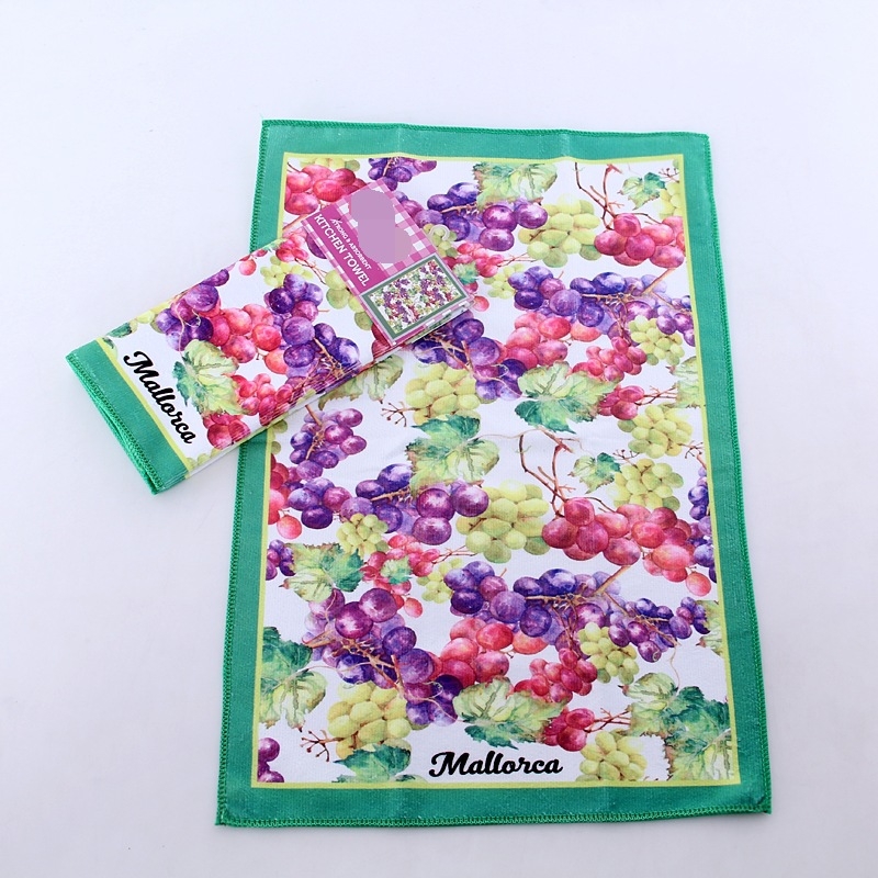 Mikrofiiberköögirätik kohandatud trükiga, 250 g/m², imavus 0–5 s