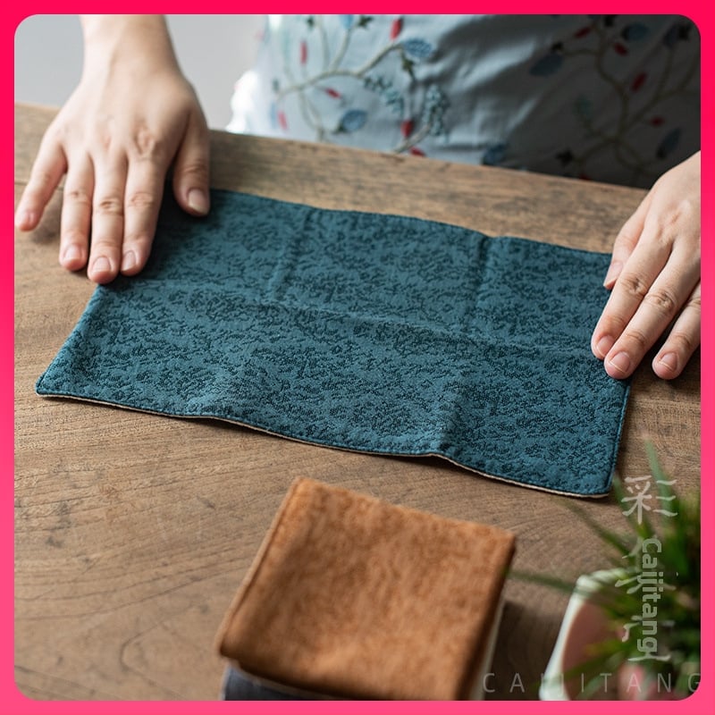 Bavlneno-linový jacquard čajový uterák a podložka pod čaj, dvojstranná absorpcia, čínskeho štýlu pre čajovú ceremóniu