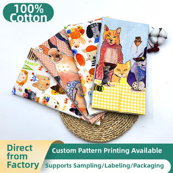 Köögikäter 100% puuvillast lõuendist, digitaalselt trükitud karikatuuriliste loomadega, 230 g/m², kohandatav logoga