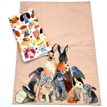 Köögikäter 100% puuvillast lõuendist, digitaalselt trükitud karikatuuriliste loomadega, 230 g/m², kohandatav logoga