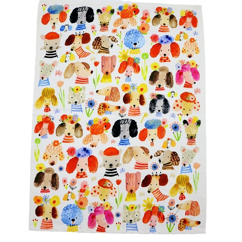 Köögikäter 100% puuvillast lõuendist, digitaalselt trükitud karikatuuriliste loomadega, 230 g/m², kohandatav logoga