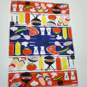 Mikroszálas konyharuha – 50 g, egy szálú fonal, szegélyezett, nyomtatás, sík szövés, nedvszívó 16–20s