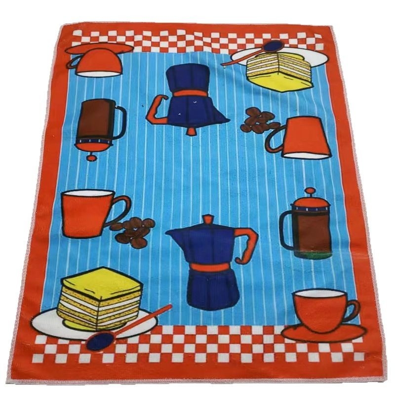 Mikroszálas konyharuha – 50 g, egy szálú fonal, szegélyezett, nyomtatás, sík szövés, nedvszívó 16–20s