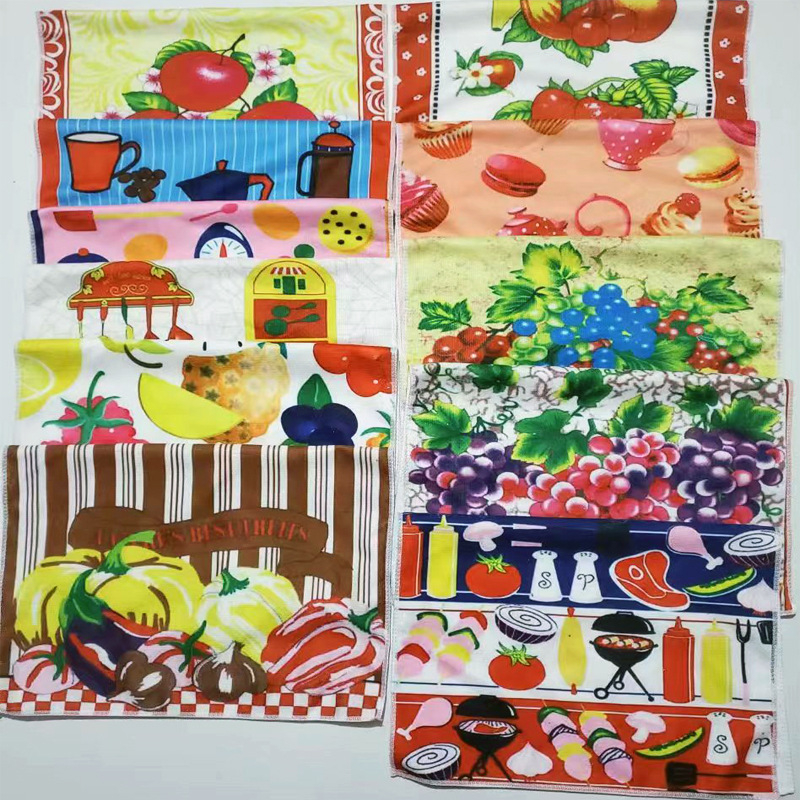 Mikroszálas konyharuha – 50 g, egy szálú fonal, szegélyezett, nyomtatás, sík szövés, nedvszívó 16–20s