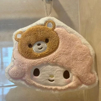 Prosop de mână cu motif miel roz drăguț, broderie și tiv, din bumbac 100%, 30-50 g, 16 fire