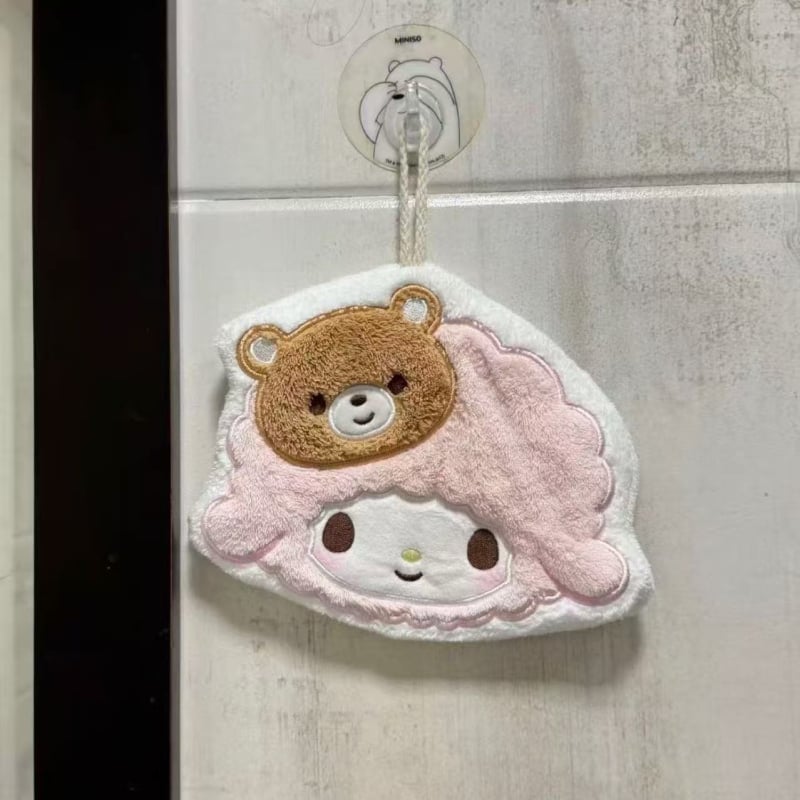 Prosop de mână cu motif miel roz drăguț, broderie și tiv, din bumbac 100%, 30-50 g, 16 fire