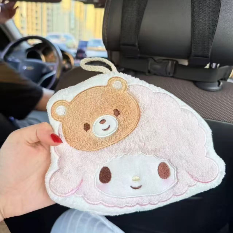 Prosop de mână cu motif miel roz drăguț, broderie și tiv, din bumbac 100%, 30-50 g, 16 fire