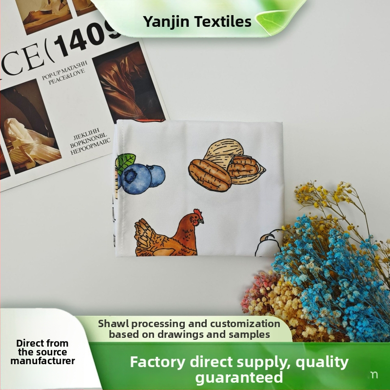 Puuvillane köögirätik twilli lõngaga ja karikatuuriprindiga