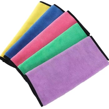 Automobilio valymo rankšluostis iš Coral Fleece, 25 g, šukuota siūlė (combed yarn), siuvinėjimas ir kraštelis, pritaikomas, dezinfekcija