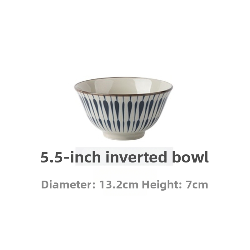 Japanski stil porcelanski set zdjela i tanjura s prugastim uzorkom, mikrovalna pećnica kompatibilna, mogućnost prilagodbe