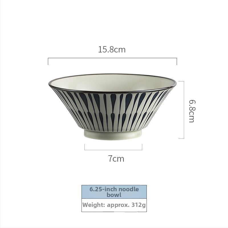 Japanski stil porcelanski set zdjela i tanjura s prugastim uzorkom, mikrovalna pećnica kompatibilna, mogućnost prilagodbe