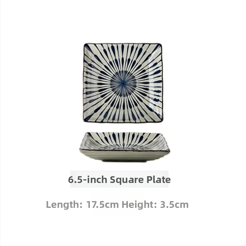 Japanski stil porcelanski set zdjela i tanjura s prugastim uzorkom, mikrovalna pećnica kompatibilna, mogućnost prilagodbe