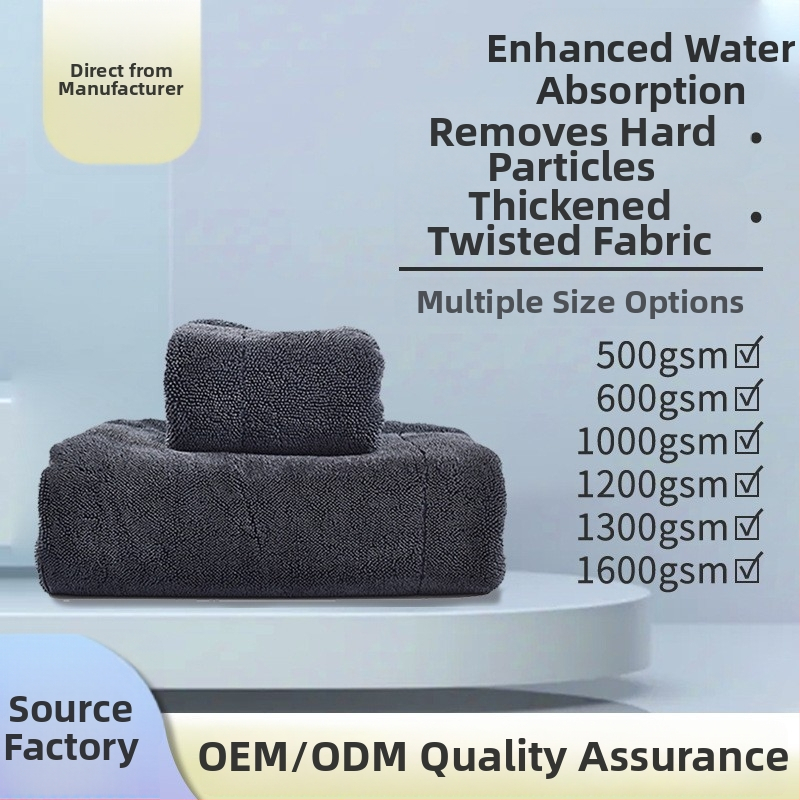 Dvojstranná hrubšia opletená mikrovlákna handrička na auto - bez chlpov, nasiakajúca, čistí podlahy a autá, 500–600 g, možnosť vlastného loga