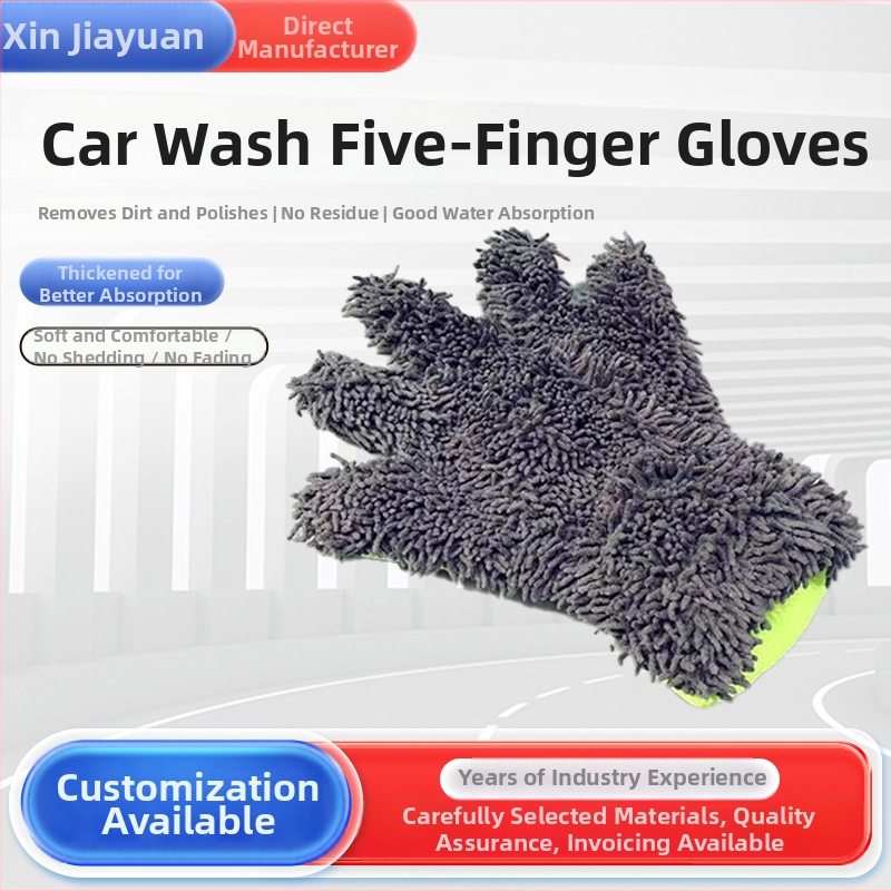 Päťprstové rukavice na umývanie auta – korálový fleec, priedušný, protisklz, dvojstranná utierka, 70 g