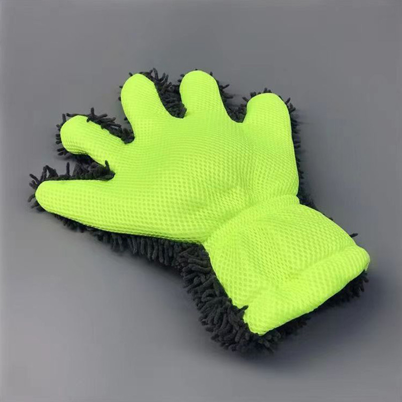 Päťprstové rukavice na umývanie auta – korálový fleec, priedušný, protisklz, dvojstranná utierka, 70 g