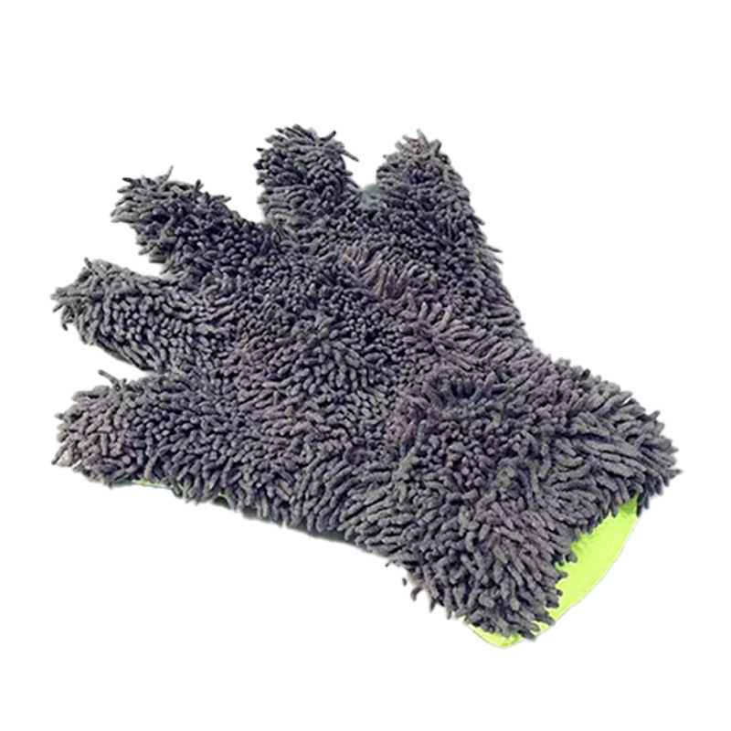 Päťprstové rukavice na umývanie auta – korálový fleec, priedušný, protisklz, dvojstranná utierka, 70 g