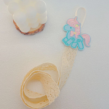 Organizator za kosu za djecu, zidni, s izvezenim jednorogom, platno, proljeće 2023