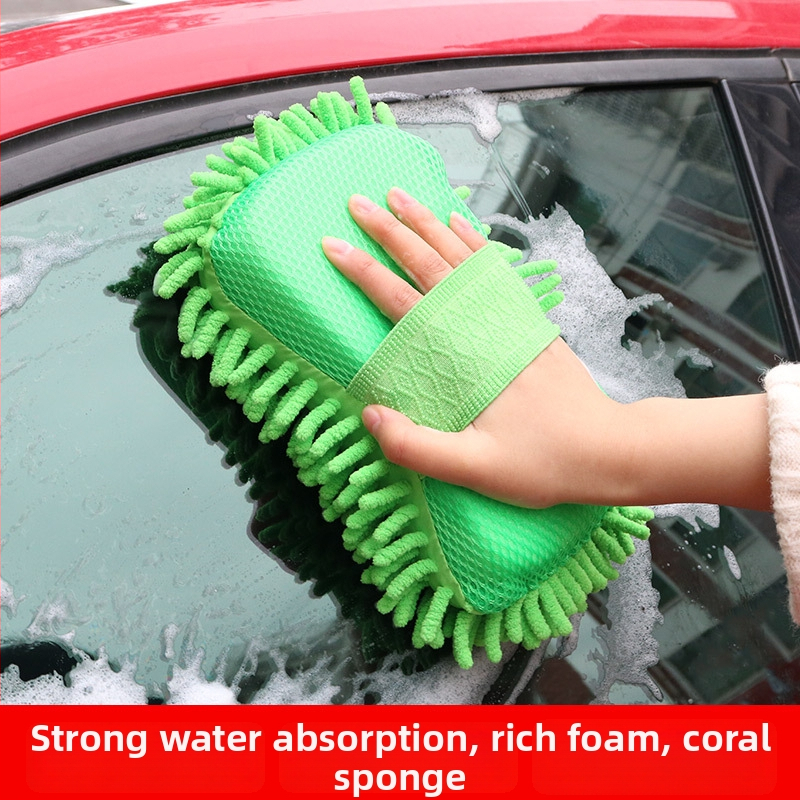 Chenille čistiaca hubka blok auta na detailing, korálový velúr, vysoká hustota