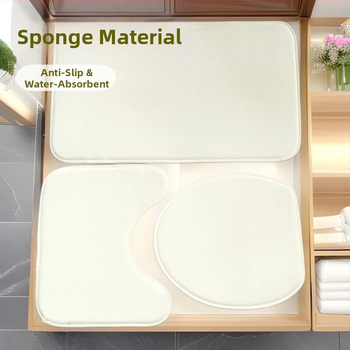 Vannas istabas un ieejas grīdas seguma komplekts — ūdens uzsūkšana, pretslīdēšana, no bezšuvju materiāla, sausā tīrīšana, logotipa opcija, mūsdienīgs minimālisma stils, piemērots vannas istabai, tualetei un virtuvei