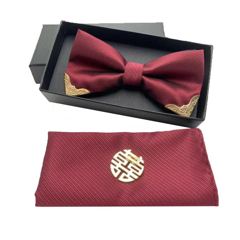 Muška leptir kravata – prugasta, poliester, pređa obojena, cvijet za ovratnik, korejski stil
