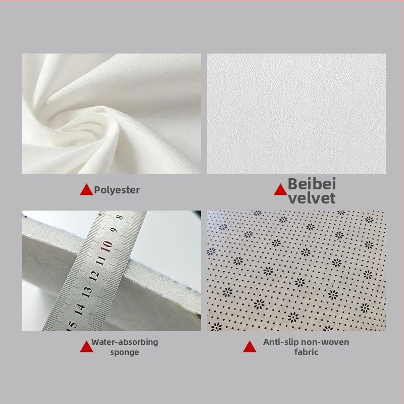 Četru daļu vannas istabas komplekts no poliestera: dušas aizkars, dušas paklājiņš, vannas paklājiņš un U formas WC paklājiņš – moderns minimālisma stils, pielāgojams raksts