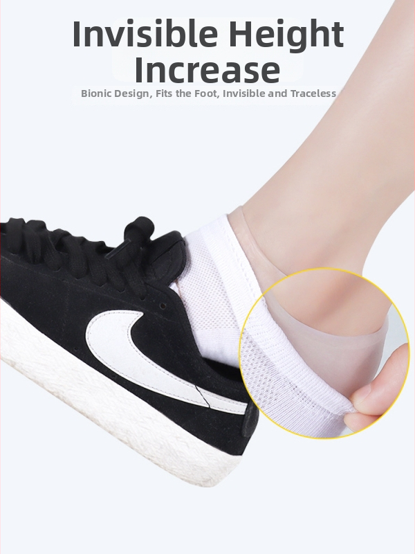 Silikona iekšējā zolīte augstuma palielināšanai (bez caurumiem) ar papēža spilventiņu – Unisex; saderīga ar sneakers, ādas kurpēm, sandāliem, ikdienas un darba apaviem